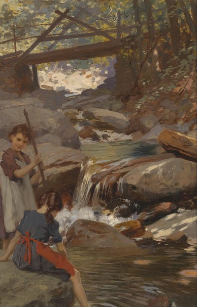 Girl by the Wild Stream Bank by Unbekannt Unbekannt